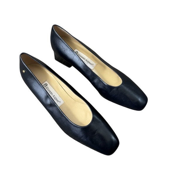Etienne Aigner Navy Blue Leather Pumps Size 9 - Picture 1 of 5
